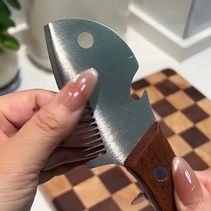 มีดสแตนเลสอเนกประสงค์พร้อมด้ามไม้เคลือบผิวขัดเงาสำหรับหั่นกระเทียมขิงต้นหอมเครื่องมือทำครัว - Product Image 2