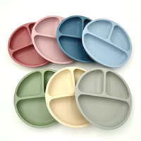 Plaque d'alimentation en silicone plus épaisse de LifeTop Factory pour les tout-petits Assiette divisée en nourriture pour bébé en silicone avec aspiration