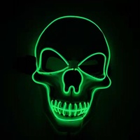 Masque Lumineux en PVC pour Festival des Fantômes Halloween, Fête, Carnaval, Horreur Amusante, Crâne Blanc LED Luminescent EL