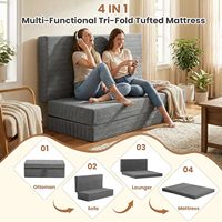 Matelas en mousse à mémoire de forme respirant, matelassé, pliable en trois parties, 3 pouces, avec housse amovible, pliable et portable pour la maison, l'hôpital et le parc
