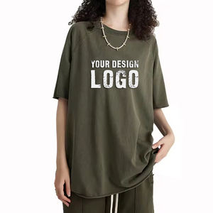 T-shirt pour homme décontracté de rue, col rond, vintage, délavé, logo personnalisé, couleur unie, épaules tombantes, t-shirts pour homme surdimensionnés - Product Image 6