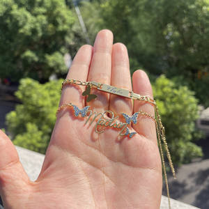 QIUHAN OEM из нержавеющей стали, с кристаллами, бабочками, по индивидуальному заказу, набор украшений для девочек - Product Image 5