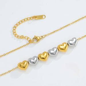 Collier en acier inoxydable plaqué or 18 carats, argent bicolore, lien en forme de cœur 3D, chaîne fine, luxe léger, accessoire de mode quotidien pour les trajets quotidiens - Product Image 3