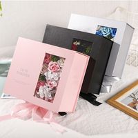 Boho — boîtes cadeaux de luxe à nœud papillon, boîtes pliables, avec ruban et fenêtre transparente pour emballage de fleurs