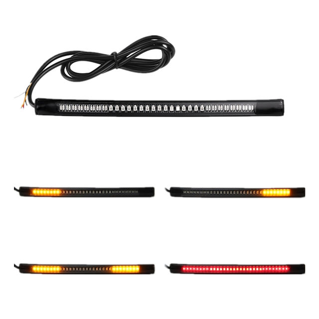Universal Motorcycle Car Led Safety Light Flexible Led Motorcycle Lighting System Strip Tail Brake Turn Signal 32 Leds