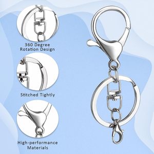 Sets Lobster Claw Clasps <b>Hook</b> With Swivel Clip Flat Split Keychain Ring And Little Lobster Clasp Keychain Bulk Gold Silver Metal - Product Image 3