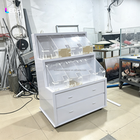 Carrito de Dulces Portátil para Bodas LEDA, Carrito Blanco para Exhibición de Dulces, Mueble Acrílico para Barra de Dulces, Decoración para Buffet de Postres en Eventos de Boda