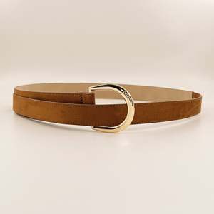 Cambodia Factory Customized Simple Fashion Ladies Belt Suede Material with Coat <b>Skirt</b> Elastic and <b>PU</b> <b>Leather</b> Metal Buckle - Product Image 2
