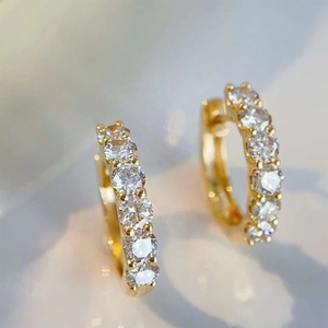 Xinfly Hop 18k Solid Gold 0.90ct Hola <b>Clip</b> Hoop Huggie Earrings - Product Image 5