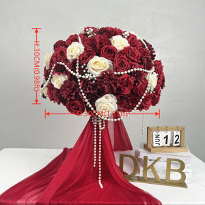 DKB Factory Wholesale Wedding Red Flower Ball High-Quality Red Rose Flower Ball Realistic Silk Flower Ball for Wedding Decor - Product Image 2