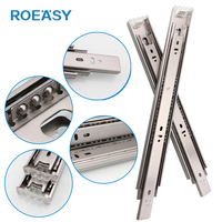 ROEASY-Glissière de tiroir à 3 rallonges, de qualité supérieure, de 45mm, roulement à billes à rebond noir