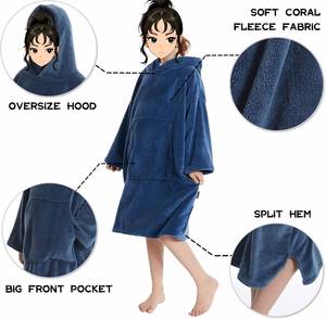 Wholesale Custom Adult Kids Beach Surf Swim Diving Hooded Poncho Half Sleeve <b>Changing</b> Towel Robe Surf Poncho with Hood - Product Image 3