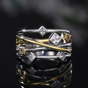 Anello a Doppio Tono Stratificato per Donne, Accessorio per Dito in Stile Europeo e Americano - Product Image 2