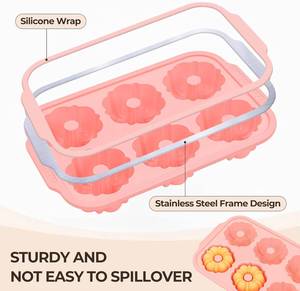 MUYULINS Factory Beige 6-Cup LFGB Non-Stick BPA Free Metal Reinforced Frame Large <b>Silicone</b> Cupcake Pan American Muffin Tray - Product Image 2