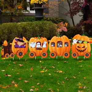 Panneau de jardin d'Halloween le plus vendu, impression UV durable, en Coroplast, imperméable, décoration extérieure de jardin pour les fêtes d'Halloween avec piquet en métal en forme de H - Product Image 2