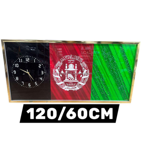 Cadre en aluminium de haute qualité, lumière LED 5D, design drapeau afghan, horloge murale en porcelaine de luxe, peinture sur le mur - Product Image 2