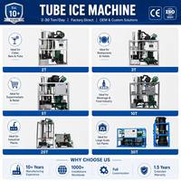 Machine à glace industrielle automatique à tubes 5-10 tonnes par jour, refroidissement par eau, avec PLC, pour usine de boissons et magasin de boissons fraîches