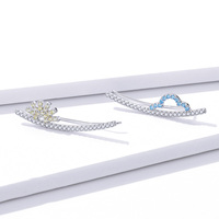 Le soleil nuages temps boucles d'oreilles, 925 argent mode créative d'oreille BSE386 niche de boucle d'oreille