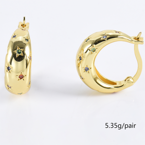 Carline Topsale 925 Sterling <span class=keywords><strong>Silver</strong></span> <span class=keywords><strong>Zircon</strong></span> 18K Vàng Mạ Sao Mặt Trăng Bông Tai Vòng Cổ Trang Sức Set Thời Trang Quà Tặng Đám Cưới - Product Image 4