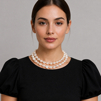 Chaîne de perles d'eau douce blanches naturelles 9-10 mm baroques, polies des deux côtés, trou central, vente en gros pour la fabrication de bijoux