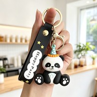 Llavero de Goma con Diseño de Animales de Dibujos Animados, Panda, Conejo, Elefante, Perro, Colgante para Mochila Escolar, Recuerdo de Fiesta, Regalo Promocional