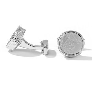 Fashionable Patterned Round Silver Men's <b>Shirt</b> Cufflinks Metal Cufflinks Wholesale - Product Image 5