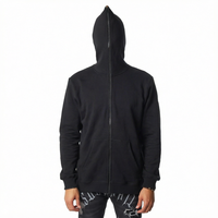 Sweat à capuche zippé long personnalisé pour homme, décontracté, coupe oversize, fermeture éclair intégrale, en polaire chaude, style streetwear, automne-hiver