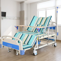 Lit d'hôpital SH02, structure en acier, réglage manuel, lit médical pour soins à domicile avec barrières de sécurité et poteau porte-perfusion