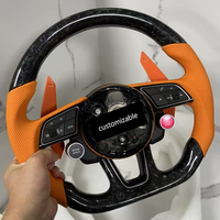 Volante de Fibra de Carbono Forjada y Cuero Perforado para Audi A4 A5 A6 S3 S4 S5 RS3 RS4 Q3 Q5 Q7 TT, Volante Personalizado con Base Plana
