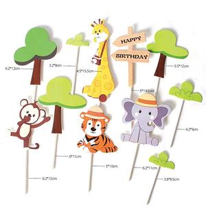Colección <span class=keywords><strong>de</strong></span> Adornos para Pasteles y Cupcakes con <span class=keywords><strong>Animales</strong></span> <span class=keywords><strong>de</strong></span> <span class=keywords><strong>la</strong></span> <span class=keywords><strong>Selva</strong></span> <span class=keywords><strong>de</strong></span> Dibujos Animados, Decoración para Cumpleaños y Día <span class=keywords><strong>de</strong></span> San Valentín con Jirafa y Tigre - Product Image 2