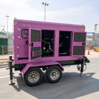 Générateur diesel insonorisé monté sur remorque, faible bruit, cabine fermée pour chantier extérieur, alimentation de secours