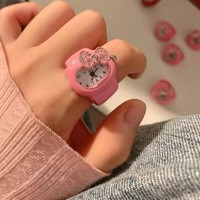 Sanrio Hello Kitty Kawaii Horloge Anneau Arc Diamant Mignon Simple Mode Y2k Anneau Polyvalent Coloré Anneau Montre Cadeau Exquis