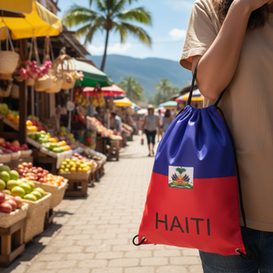 17.5\" Haitian Style <b>Drawstring</b> <b>Bag</b> Large Capacity <b>Waterproof</b> Polyester Custom Fashionable Handle Rope for Promotional Gifts - Product Image 5