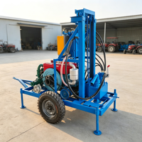 Machine de forage rotative portable à moteur diesel, mini, sur roues, pour puits d'eau, profondeur 200m, pour équipement de forage