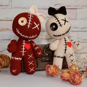 Ma Ám búp bê <span class=keywords><strong>Voodoo</strong></span> bông dệt kim nhồi Halloween Crochet <span class=keywords><strong>Voodoo</strong></span> đồ chơi Amigurumi Màu Đỏ <span class=keywords><strong>Voodoo</strong></span> Bunny - Product Image 6