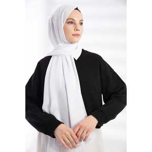 ผ้าคลุมไหล่สไตล์ชาติพันธุ์สีขาว ผ้าเครปเนื้อนุ่ม ทอจากผ้าฝ้าย พิมพ์ลายดอกไม้และลายเรียบ ความยาวแบบยาวพิเศษ บริการสกรีนโลโก้ตามสั่ง - Product Image 5