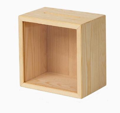 Wooden Square Plain Money Saving Box Gift Plain Money Bank Coin Bank Piggy Bank Christening Gift