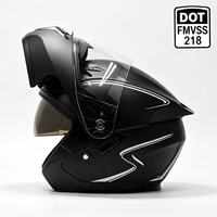 Casque de moto modulaire relevable OEM d'usine, noir, en ABS haute densité, homologué DOT, avec visière solaire intégrée, pour la course et la sécurité