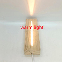 Lampe de chevet LED USB en bois de hêtre rectangulaire, base en bois 3D, lumière blanche chaude, alimentation par prise secteur, chambre à coucher moderne