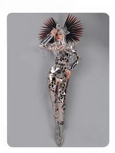 Trajes de Danza para Actuaciones en Escenario, Discoteca, Armadura Plateada de Espejo, Atuendos Sexys de GOGO, Fiesta Animal, 100% Poliéster, Conjuntos para Adultos - Product Image 3