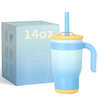 Gobelet mignon en acier inoxydable de 14oz avec poignée de style américain Gobelet de voyage classique pour enfants pour boissons chaudes et froides Cadeau d'école
