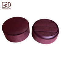 Boîte à bijoux cylindrique en velours ROGOOD à 3 anneaux, boîte cadeau de luxe en velours bordeaux pour bagues de fiançailles, bagues de mariage, boucles d'oreilles, bracelet P1977