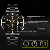 Montre Homme Tendance en Acier Inoxydable, Montre-Bracelet de Luxe à Quartz avec Calendrier, Montres d'Affaires pour Homme, Horloge Montre Homme