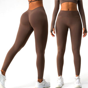 カスタムロゴブラジリアンワークアウトフィットネス & ジムウェアスクランチバットヨガパンツ、レディース新しいVバックカジュアルシームレスランニングレギンス - Product Image 5