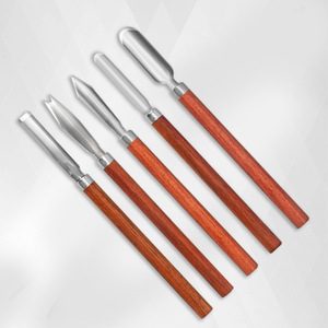 Set di 5 Coltelli per Intaglio Frutta e Verdura in Acciaio al Carbonio con Manico in Legno - Product Image 1