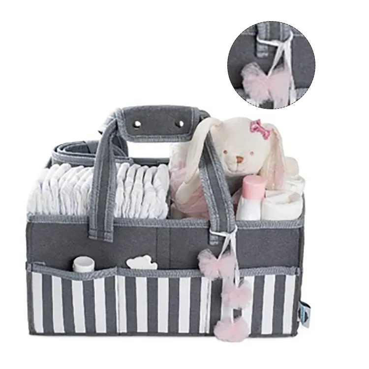 China Factory Direct Selling Cheap Changeable Compartment Napkin Felt Diaper Caddy Bag