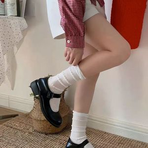 Chaussettes en dentelle pour femmes, couleur unie blanche, respirantes, en fibre de polyester, chaudes, pour jeunes de 18 à 40 ans, W2589 - Product Image 1