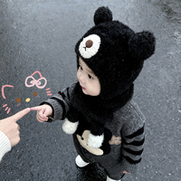 Chapeau pour bébé, écharpe, masque, protection des oreilles, chapeau à capuche pour enfants, chapeau en peluche ours en Teddy pour l'automne et l'hiver