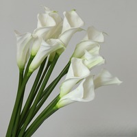Fleurs artificielles de lys Calla en PU effet naturel pour bouquet de mariée, décoration intérieure, arrangement floral, vente en gros