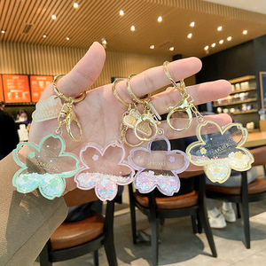 Custom 2021 Popular Clear Crystal Flower Design Keychain Key Chains
